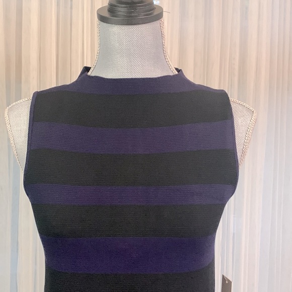 ELIZA J Color Blocking stripes high neck sleeveless exposed gold zip back size 4 - Picture 2 of 11